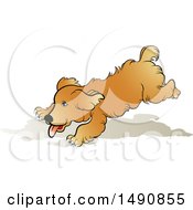 Clipart Of A Playful Running Dog Royalty Free Vector Illustration