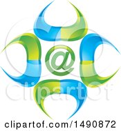 Clipart Of A Blue And Green Email Arobase Design Royalty Free Vector Illustration