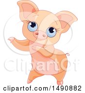 Poster, Art Print Of Cute Blue Eyed Curly Tailed Piglet Dancing