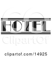 Black And White Hotel Sign Clipart Illustration