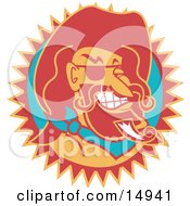 Wild Bill Hickock Smiling And Wearing A Cowboy Hat Clipart Illustration
