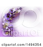Poster, Art Print Of Purple Flower Star And Bauble Christmas Background