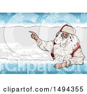 Poster, Art Print Of Santa Claus Pointing Over A Village Scene With Snowflakes