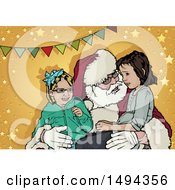 Poster, Art Print Of Santa Claus Talking To Children In His Lap