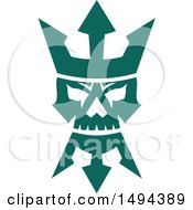 Poster, Art Print Of Teal Neptune Skull With A Trident Crown And Beard