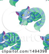 Clipart Of A Seamless Pattern Of Grinning Cheshire Cats Royalty Free Vector Illustration by Pushkin