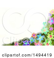 Poster, Art Print Of Watercolor Flower Border On A White Background