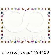 Poster, Art Print Of Doodled Border Of Colorful Butterflies On A White Background