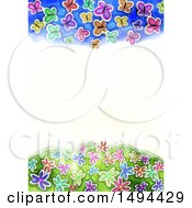 Poster, Art Print Of Watercolor Border Of Butterflies On A White Background