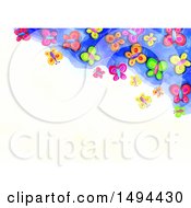 Clipart Of A Watercolor Border Of Butterflies On A White Background Royalty Free Illustration
