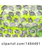 Poster, Art Print Of Flock Of Sheep On A Green Watercolor Background