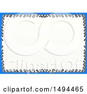Poster, Art Print Of Doodled Border Of Waves Or Swirls And Blue On A White Background