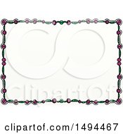 Poster, Art Print Of Doodled Border Of Green And Pink On A White Background