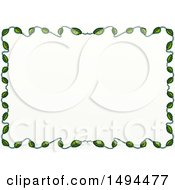 Poster, Art Print Of Doodled Border Of Leaves On A White Background