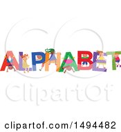 Poster, Art Print Of Group Of Children Playing In The Colorful Word Alphabet