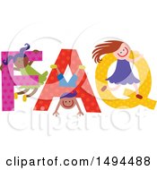 Poster, Art Print Of Group Of Children Playing In The Colorful Word Faq