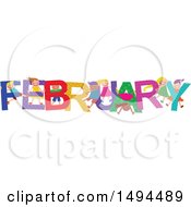 Poster, Art Print Of Group Of Children Playing In The Colorful Word For The Month Of February
