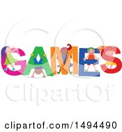 Poster, Art Print Of Group Of Children Playing In The Colorful Word Games