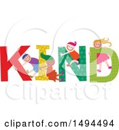 Poster, Art Print Of Group Of Children Playing In The Colorful Word Kind