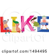 Poster, Art Print Of Group Of Children Playing In The Colorful Word Like