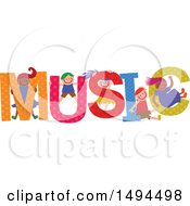 Poster, Art Print Of Group Of Children Playing In The Colorful Word Music
