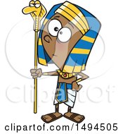 Poster, Art Print Of Cartoon Pharaoh Boy Holding A Snake Staff