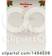 Clipart Of A Merry Christmas 2017 Greeting And Holly Over Plum Pudding Royalty Free Vector Illustration by elaineitalia