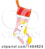 Clipart Of A Pony Christmas Stocking Royalty Free Vector Illustration