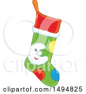 Clipart Of A Christmas Stocking Royalty Free Vector Illustration