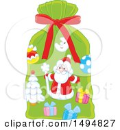 Clipart Of A Christmas Sack Royalty Free Vector Illustration