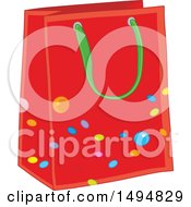 Clipart Of A Christmas Gift Bag Royalty Free Vector Illustration