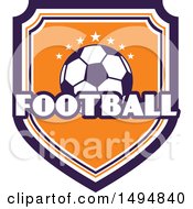 Clipart Of A Soccer Ball And Shield Design With Text Royalty Free Vector Illustration