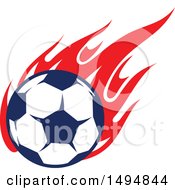 Poster, Art Print Of Soccer Ball With Red Flames