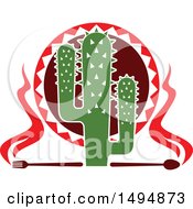 Poster, Art Print Of Mexican Themed Cactus With Flames A Fork And Spoon