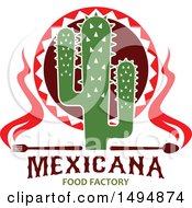 Poster, Art Print Of Mexican Themed Cactus With A Fork Spoon And Flames Over Text