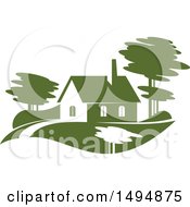 Clipart Of A Green Home Design Royalty Free Vector Illustration