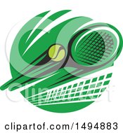 Poster, Art Print Of Tennis Ball Racket And Net Design