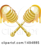 Clipart Of Crossed Honey Dippers Royalty Free Vector Illustration