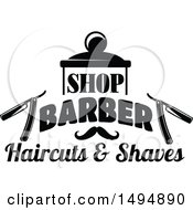 Poster, Art Print Of Black And White Barber Shop Design With Text