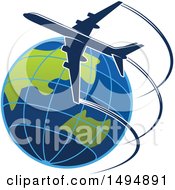Commercial Airliner Circling Planet Earth