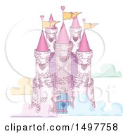 Clipart Of A Fairy Tale Castle In The Clouds Royalty Free Vector Illustration