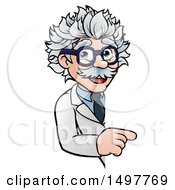 Poster, Art Print Of Cartoon Senior Male Scientist Pointing Around A Sign