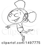 Clipart Of A Cartoon African American Girl Ballerina Dancing Black And White Royalty Free Vector Illustration by toonaday