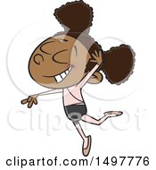 Poster, Art Print Of Cartoon African American Girl Ballerina Dancing