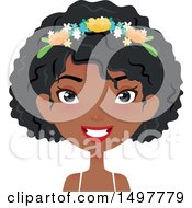 Poster, Art Print Of Pretty African American Girl Wearing A Floral Crown In Her Hair
