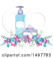 Natural Cosmetics Containers With Flowers