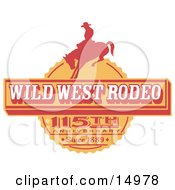 Vintage Wild West Rodeo Advertisement With A Cowboy Riding A Bucking Bronco