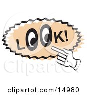 Vintage Sign Showing A Hand Pointing To The Word Look With Eyes In The Os