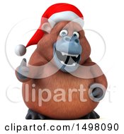 Clipart Of A 3d Christmas Orangutan Monkey Mascot Holding A Thumb Up On A White Background Royalty Free Illustration by Julos
