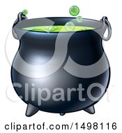 Clipart Of A Bubbly Halloween Witch Cauldron Royalty Free Vector Illustration